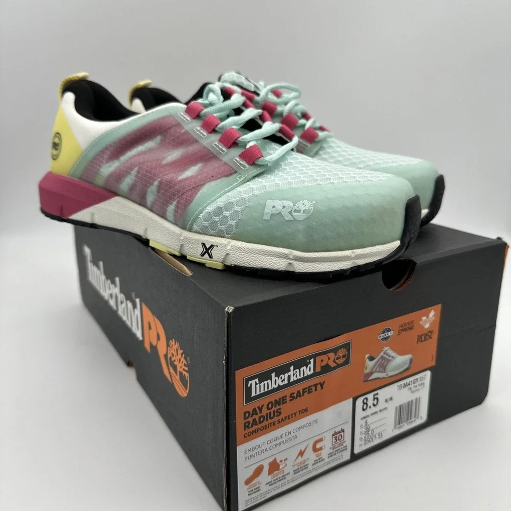 Timberland Pro Radius TB1A41GY357 Women's 8.5M Sea Pink Comp Toe Work Shoes NIB‎